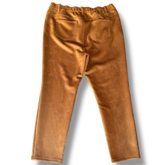 J Jill Womens Taylor Luxe Pant Plus Sz 18 Chestnut Brown Faux Suede Straight Leg - Picture 6 of 8